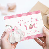 ピンクパンプキ名門私立校風のンガール誕生日サンキューカード エンクロージャーカード