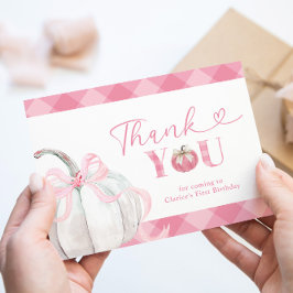 ピンクパンプキ名門私立校風のンガール誕生日サンキューカード エンクロージャーカード