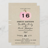 ピンクパンプキ素朴ンクラフトスウィート16誕生日パーティー 招待状 (正面/裏面)