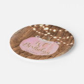 ピンクパンプキ素朴ン秋ウッドライツ1st誕生日 ペーパープレート (アングル)