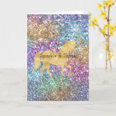 ピンクパーガーリープルアクアミント金ゴールドユニコーンスパークル  カード (黄色い花)