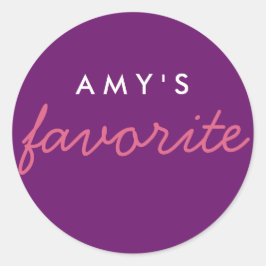 ピンクパーソナライズされたお気に入りのパープル ラウンドシール