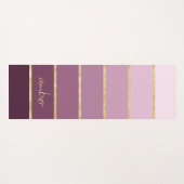 ピンクパーソナライズされたからワインへのグラデーション | 金ゴールドストライプ ヨガマット (裏面(横))