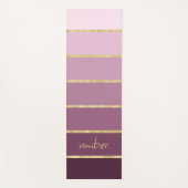 ピンクパーソナライズされたからワインへのグラデーション | 金ゴールドストライプ ヨガマット (正面)