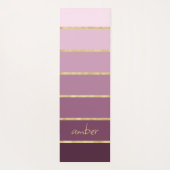 ピンクパーソナライズされたからワインへのグラデーション | 金ゴールドストライプ ヨガマット (裏面)