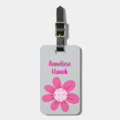 ピンクパーソナライズされたかわいいおもしろい漬け球花 ラゲッジタグ (正面縦)