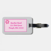 ピンクパーソナライズされたかわいいおもしろい漬け球花 ラゲッジタグ (裏面横)