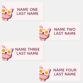 ピンクパーソナライズされたかわいい名女装ラベル キッズラベル