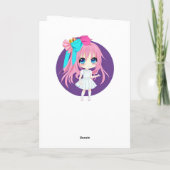 ピンクパーソナライズされたかわいらしアニメ誕生日ガール カード (裏面)