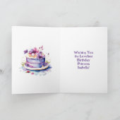 ピンクパーソナライズされたかわいらしアニメ誕生日ガール カード (内部)