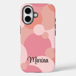 ピンクパーソナライズされたがかったオレンジの分子 iPhone 16ケース