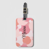 ピンクパーソナライズされたがかったオレンジ分子 ラゲッジタグ (正面縦)
