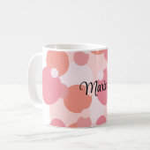 ピンクパーソナライズされたがかったオレンジ色 コーヒーマグカップ (正面左)