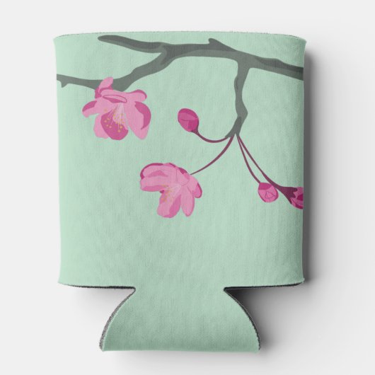ピンクパーソナライズされたさくらんぼブロッサムミントグリーン 缶クーラー (裏面)