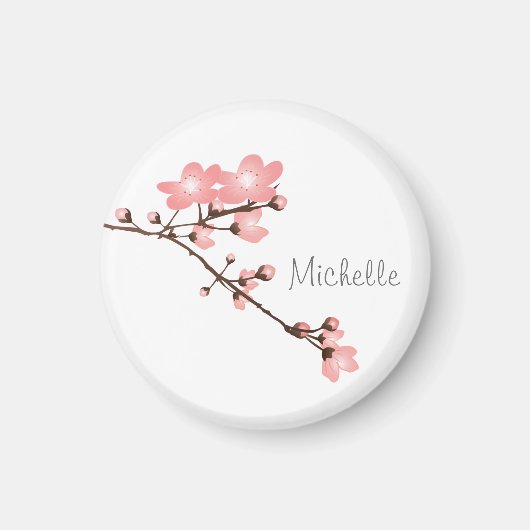 ピンクパーソナライズされたさくらんぼブロッサム2 "正方形マグネット マグネット (正面)