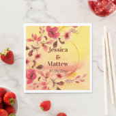 ピンクパーソナライズされたさくらんぼ花紙ナプキン スタンダードランチョンナプキン (インサイチュ)