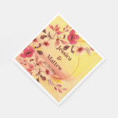 ピンクパーソナライズされたさくらんぼ花紙ナプキン スタンダードランチョンナプキン (角)