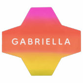 ピンクパーソナライズされたとオレンジのグラデーション名前をカスタムする サッカーボール (フラット)