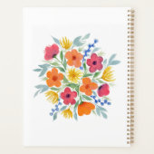 ピンクパーソナライズされたとオレンジの水色の花 プランナー手帳 (裏面)