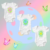 ピンクパーソナライズされたとグリーンのピックボールのベビーガール ベビーボディスーツ