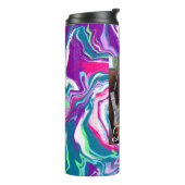 ピンクパーソナライズされたとターコイズの写真 タンブラー (回転左)