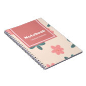 ピンクパーソナライズされたとパステルフローラ ノートブック (右側)