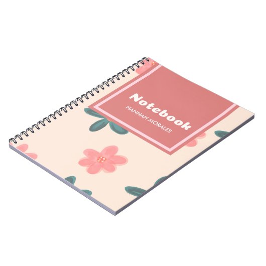ピンクパーソナライズされたとパステルフローラ ノートブック (左側)