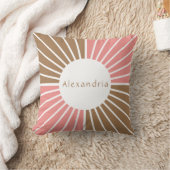 ピンクパーソナライズされたとブラウン クッション (ブランケット)