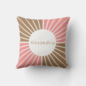 ピンクパーソナライズされたとブラウン クッション (裏面)