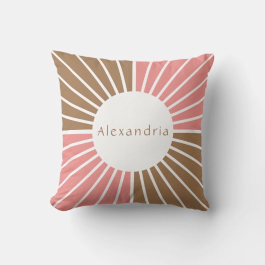 ピンクパーソナライズされたとブラウン クッション (正面)