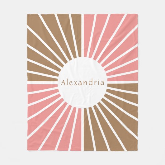ピンクパーソナライズされたとブラウン フリースブランケット (正面)