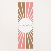 ピンクパーソナライズされたとブラウン ヨガマット (正面)