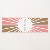 ピンクパーソナライズされたとブラウン ヨガマット (正面(横))