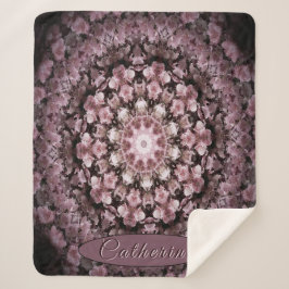 ピンクパーソナライズされたとブラックのフローラガラス曼荼羅 シェルパブランケット