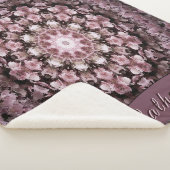 ピンクパーソナライズされたとブラックのフローラガラス曼荼羅 シェルパブランケット (3/4)