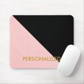 ピンクパーソナライズされたとブラックの抽象芸術パターン マウスパッド (マウス)