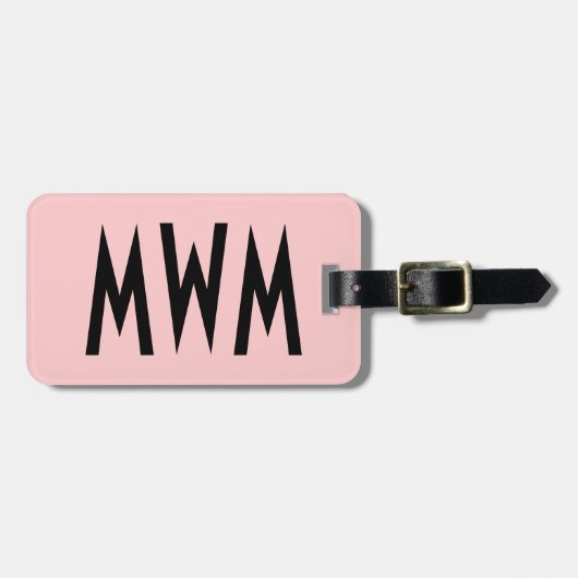 ピンクパーソナライズされたとブラックの荷札 ラゲッジタグ (正面横)