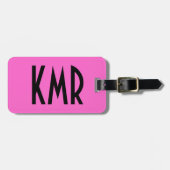 ピンクパーソナライズされたとブラックの荷札 ラゲッジタグ (正面横)