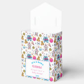 ピンクパーソナライズされたとブルーのクリスマスパターン フェイバーボックス (オープン)