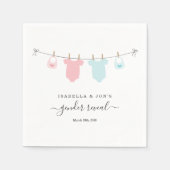 ピンクパーソナライズされたとブルーを表示する性別 スタンダードカクテルナプキン (正面)