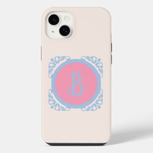 ピンクパーソナライズされたとブルー iPhone 14 PLUSケース