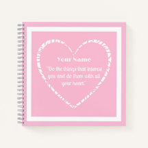 ピンクパーソナライズされたとホワイトのハートジャーナル