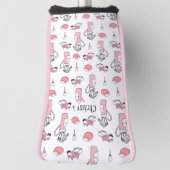 ピンクパーソナライズされたとホワイトゴルフテーマレディースゴルフ ゴルフヘッドカバー (回転90)