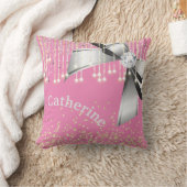 ピンクパーソナライズされたとラベンダーのグラムギフト クッション (ブランケット)