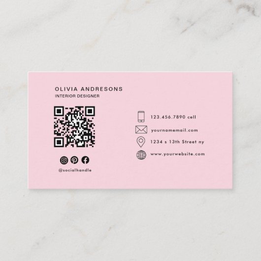 ピンクパーソナライズされたとレッドボウ | エレガント 名刺 (裏面)