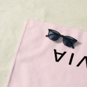 ピンクパーソナライズされたと名前モノグラム | エレガントカスタム ビーチタオル (インサイチュ)