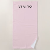 ピンクパーソナライズされたと名前モノグラム | エレガントカスタム ビーチタオル (正面)