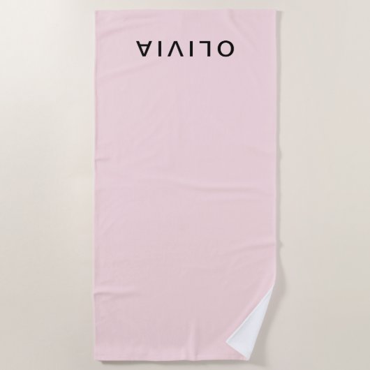 ピンクパーソナライズされたと名前モノグラム | エレガントカスタム ビーチタオル (正面)