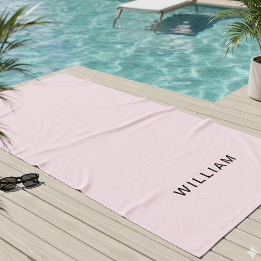 ピンクパーソナライズされたと名前モノグラム | エレガントカスタム ビーチタオル