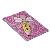 ピンクパーソナライズされたと白い弓の鉛筆 ノートブック (右側)